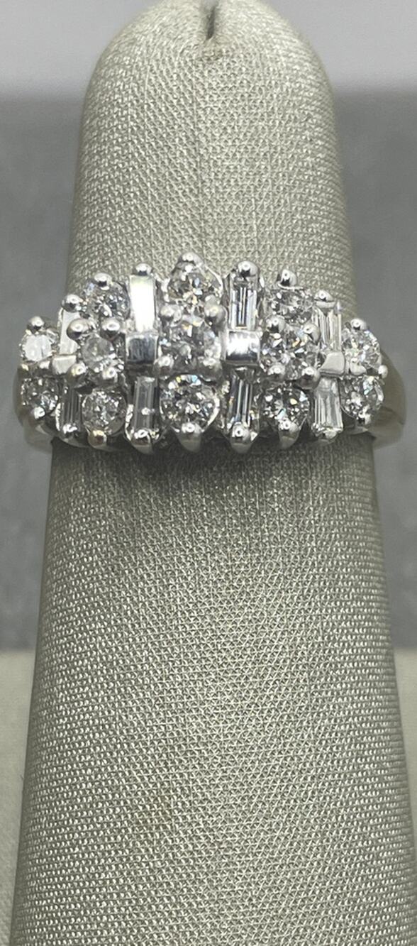 10K Two-tone Baguette & Round Diamonds Arch Ring (21927)